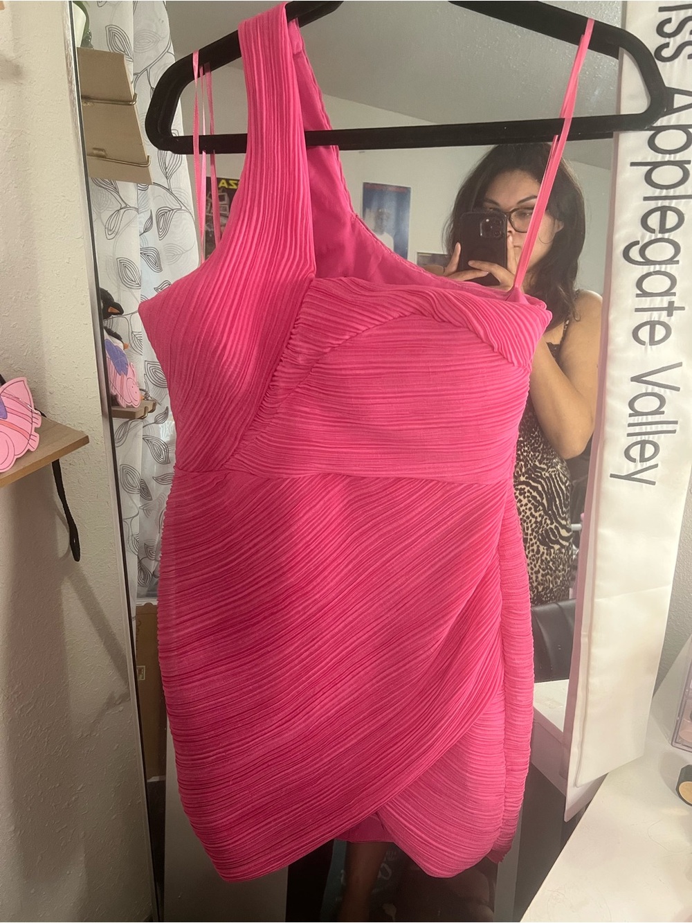 Do Be Size Large Pink Mini one Shoulder Dress